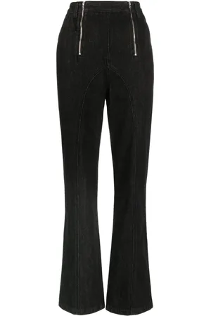 Self-Portrait Zip-embellished straight-leg jeans