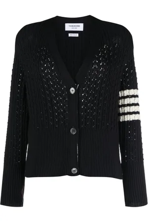 Thom Browne 4-Bar pointelle-knit virgin-wool cardigan