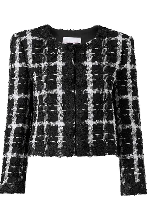 Carolina Herrera Collarless checked tweed jacket