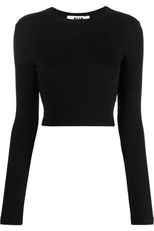 Msgm Cut-out cropped cotton T-shirt