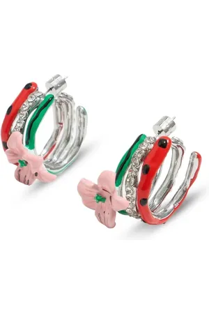 Bimba y Lola Floral-appliqué hoop earrings