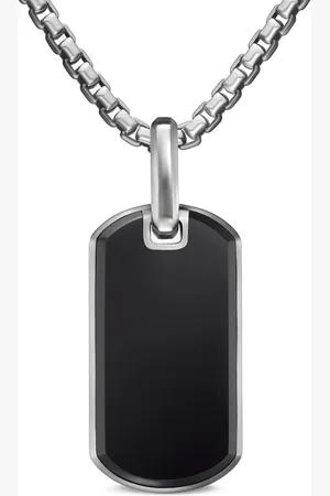 David Yurman Sterling Chevron onyx tag (27mm)