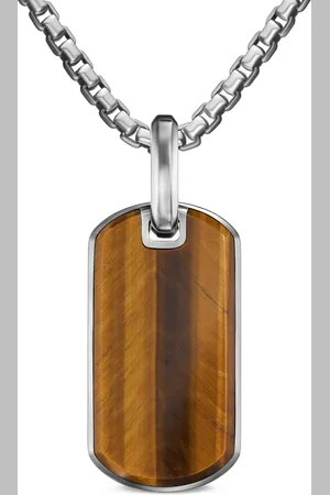 David Yurman Sterling Chevron tiger eye tag (27mm)