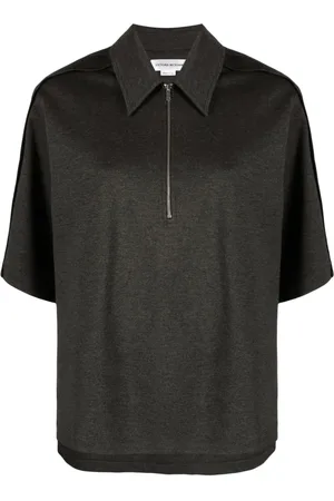 Victoria Beckham Pointed-collar mélange jersey top