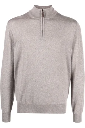 CANALI Zip-detail merino jumper