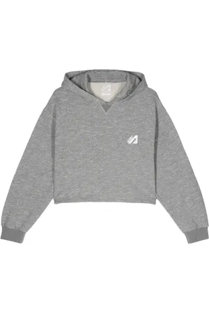 Autry Logo-flocked cropped hoodie