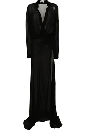Monot Train sheer maxi shirt dress