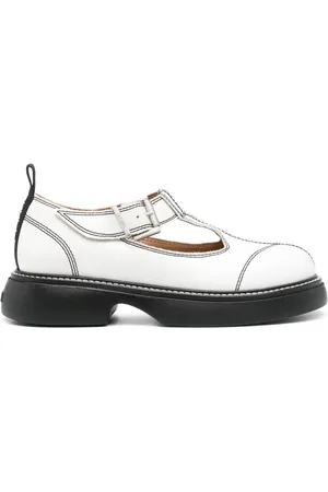 Ganni Contrast-stitching flat pumps