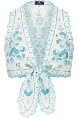 Etro Floral-embroidery cotton blend top