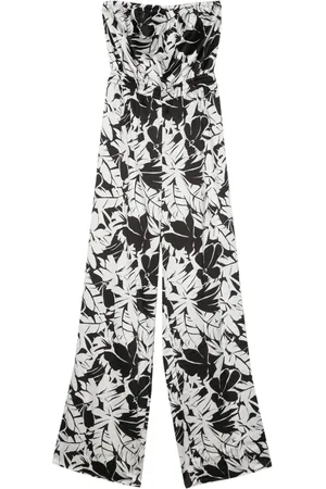 Michael Kors Palm tree-print satin jumpsuit