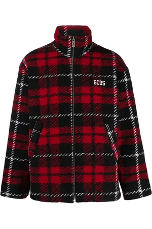 GCDS Tartan-check zip-up bomber jacket
