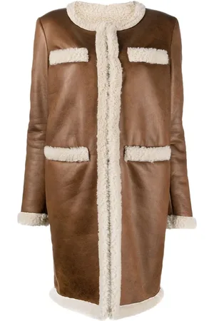 Dsquared2 Faux-shearling collarless coat