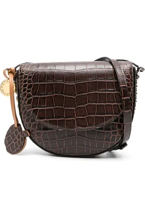 Stella McCartney Medium FrayMe embossed-crocodile shoulder bag