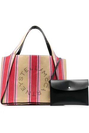 Stella McCartney Striped logo-print tote bag