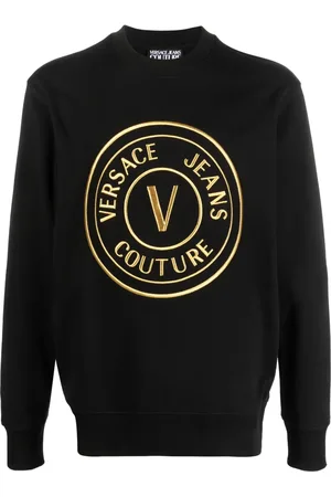VERSACE Embroidered-logo cotton sweatshirt