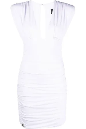 Philipp Plein Plunge-neck ruched mini dress
