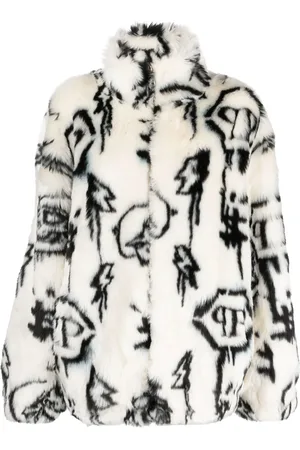 Philipp Plein Monogram-print faux fur coat