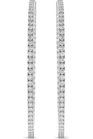 LB Exclusive 14K white gold diamond hoop earrings