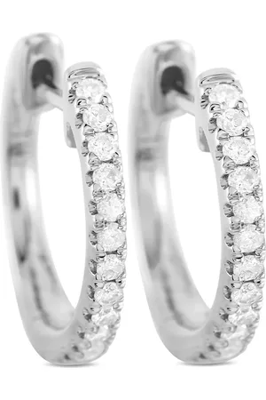 LB Exclusive 14K white gold diamond hoop earrings