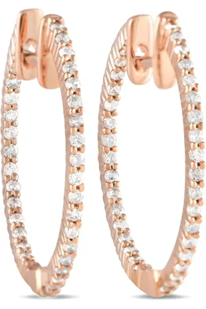 LB Exclusive 14K rose gold Inside-Out diamond hoop earrings