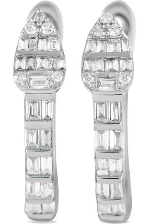 LB Exclusive 14K white gold diamond hoop earrings