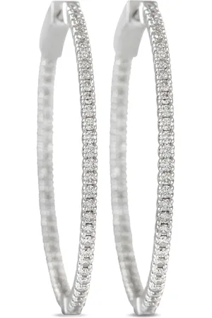 LB Exclusive 14K white gold diamond hoop earrings