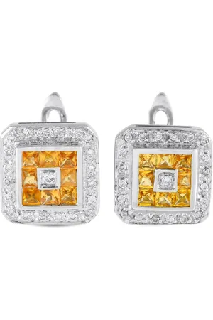 LB Exclusive 14K white gold diamond and sapphire earrings