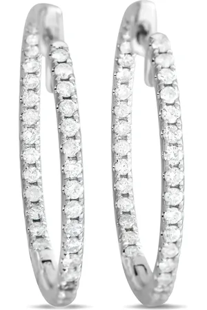 LB Exclusive 14K white gold diamond hoop earrings