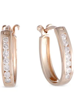 LB Exclusive 14K rose gold diamonds hoop earrings
