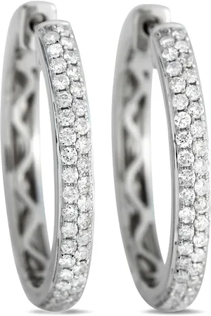 LB Exclusive 14K White Gold 0.65ct Diamond Hoop Earrings AER-10191