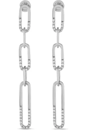 LB Exclusive 14K white gold diamond dangle earrings