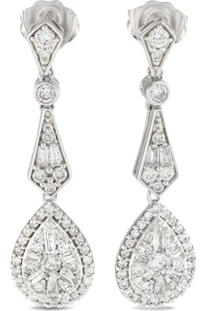 LB Exclusive 14K white gold Art Deco diamond drop earrings