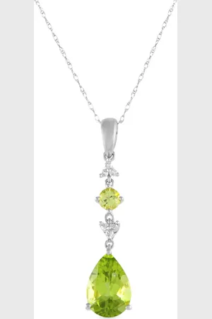 LB Exclusive 14kt white gold diamond and peridot pendant necklace