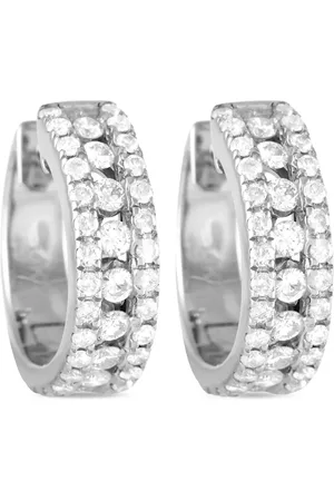 LB Exclusive 14kt white gold diamond hoop earrings