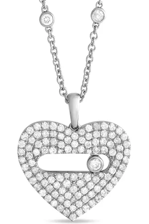 LB Exclusive 14K white gold Heart diamonds necklace
