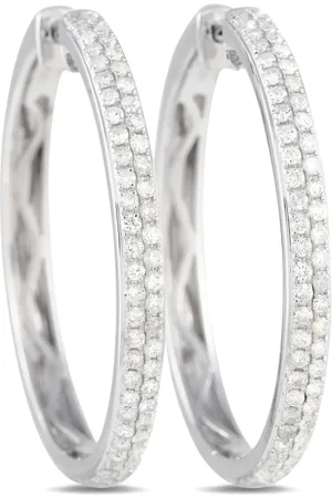 LB Exclusive 14K white gold diamond hoop earrings