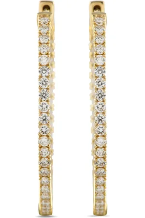 LB Exclusive 14K yellow diamond hoop earrings