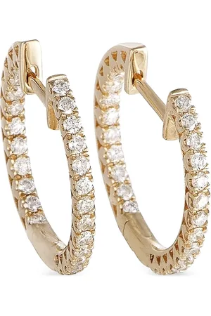 LB Exclusive 14K yellow Inside-Out Hoop diamond earrings