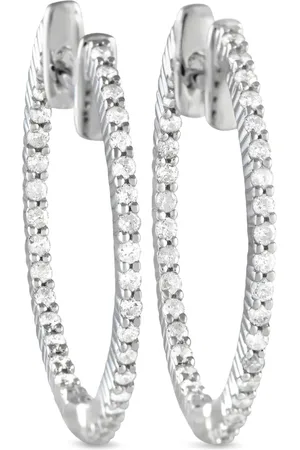 LB Exclusive 14K white gold Inside-out diamond hoop earrings