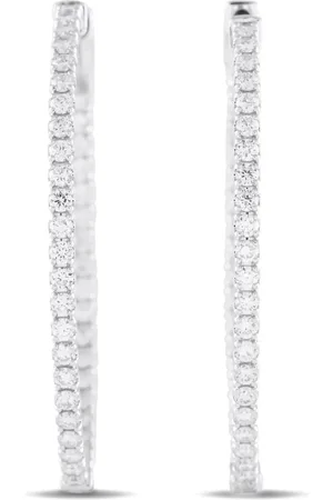 LB Exclusive 14K white gold diamond hoop earrings