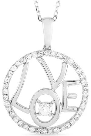 LB Exclusive 14 white gold diamond pendant necklace