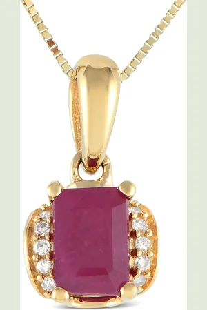 LB Exclusive 14K yellow diamond and ruby necklace
