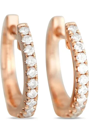 LB Exclusive 14K rose gold diamond huggie earrings
