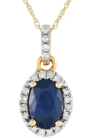 LB Exclusive 14K yellow diamond and sapphire necklace