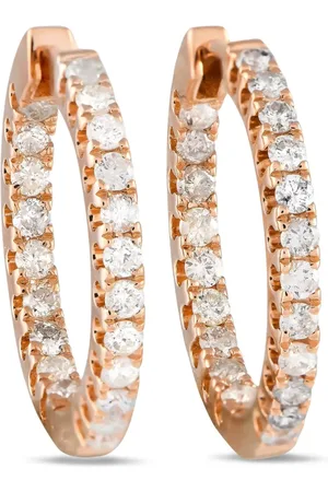 LB Exclusive Pre-owned 14K rose gold Inside-Out diamond hoop earrings