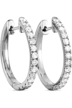 LB Exclusive 14K white gold diamond hoop earrings