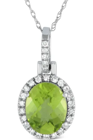 LB Exclusive 14kt white gold diamond and peridot pendant necklace