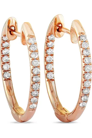 LB Exclusive 14K rose gold diamond hoop earrings