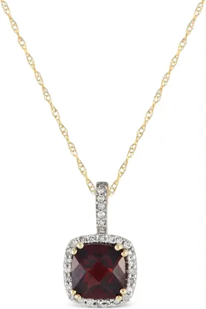 LB Exclusive 14K yellow diamond and garnet necklace