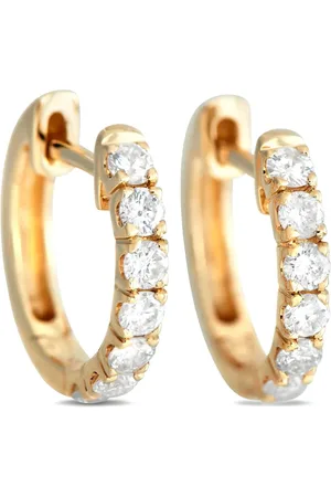 LB Exclusive 14K yellow diamond hoop earrings
